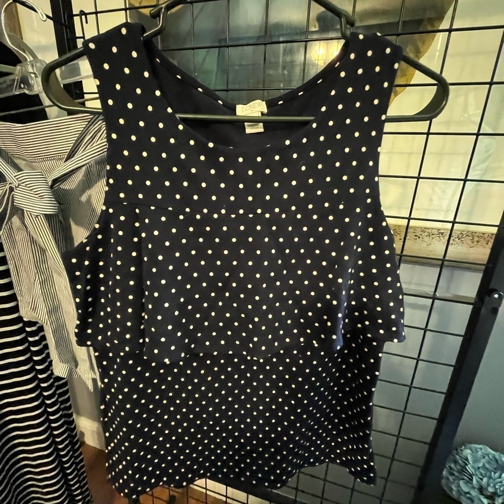 J. Crew Blue Ruffled Tank Top